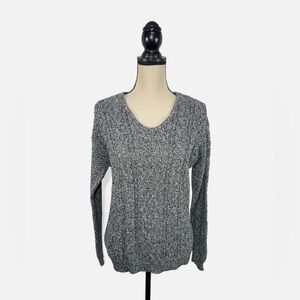 GAP Women's Marled Black White V Neck Long Sleeve Sweater Womens size Small